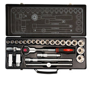 WISVO Dopsleutelset 1/2'' in Metalen Cassette 25-delig 10-32mm