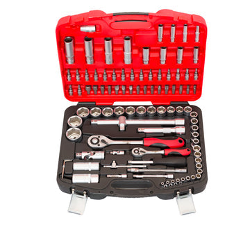 WISVO Dopsleutelset 1/2"+1/4" in kustof cassette 94-delig