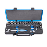 UNIOR Dopsleutelset 1/2" in Metalen Cassette 23-delig 10-32mm