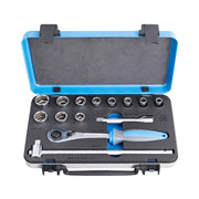 UNIOR Dopsleutelset 1/2" in Metalen Cassette 14-delig 10-24mm