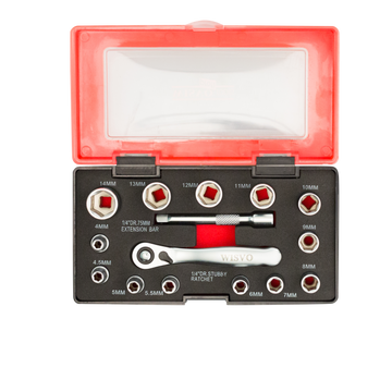 WISVO Dopsleutelset 1/4'' in Kunststof Cassette 15-delig 4-13mm