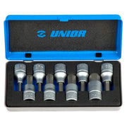 UNIOR Dopsleutel-schroevendraaier 1/2" Inbus in Metalen Cassette 9-delig