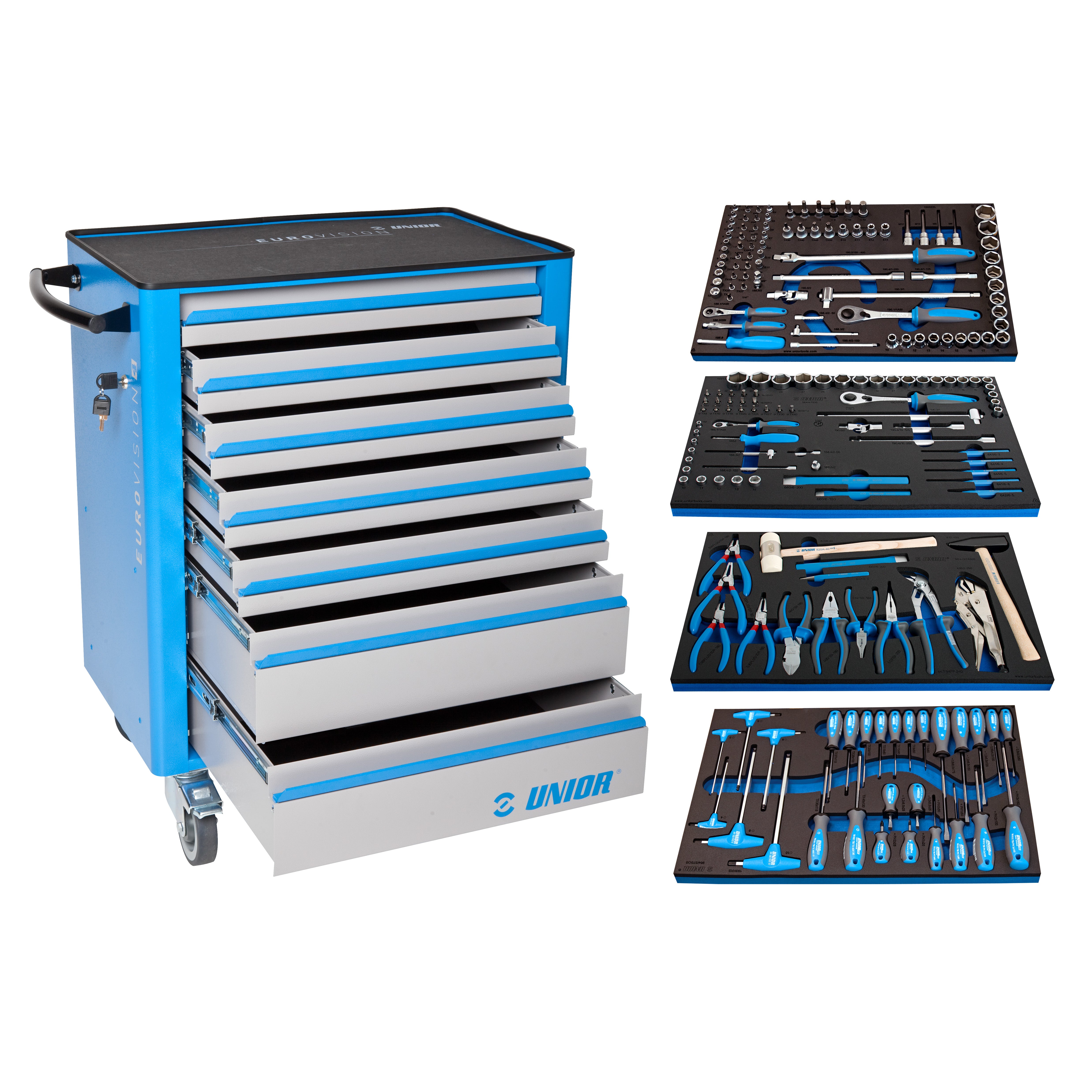 UNIOR Gereedschapset in Gereedschapwagen 940EV4 1011BEV4 192-delig