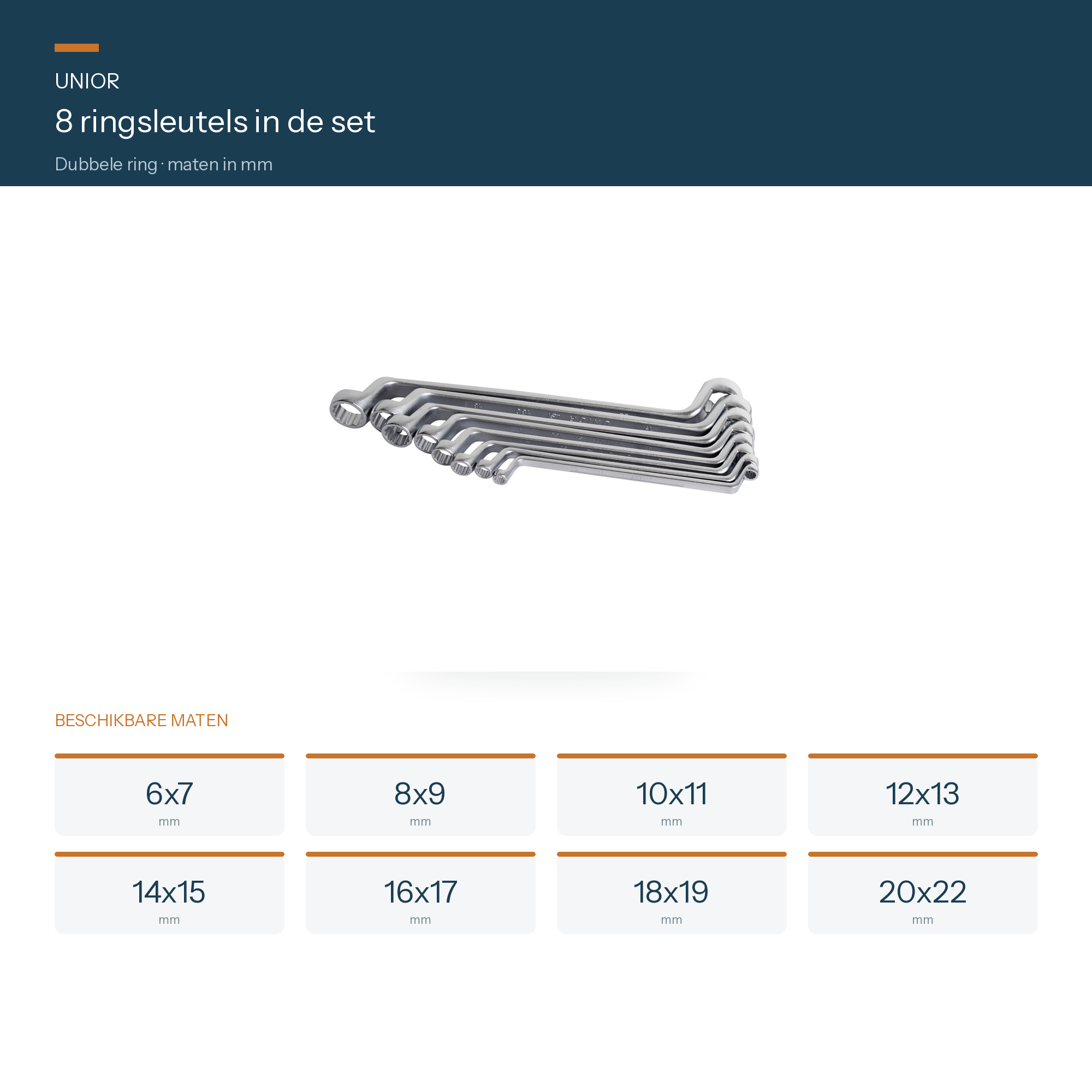UNIOR Ringsleutelset in Industrieverpakking 8-delig 6 - 22