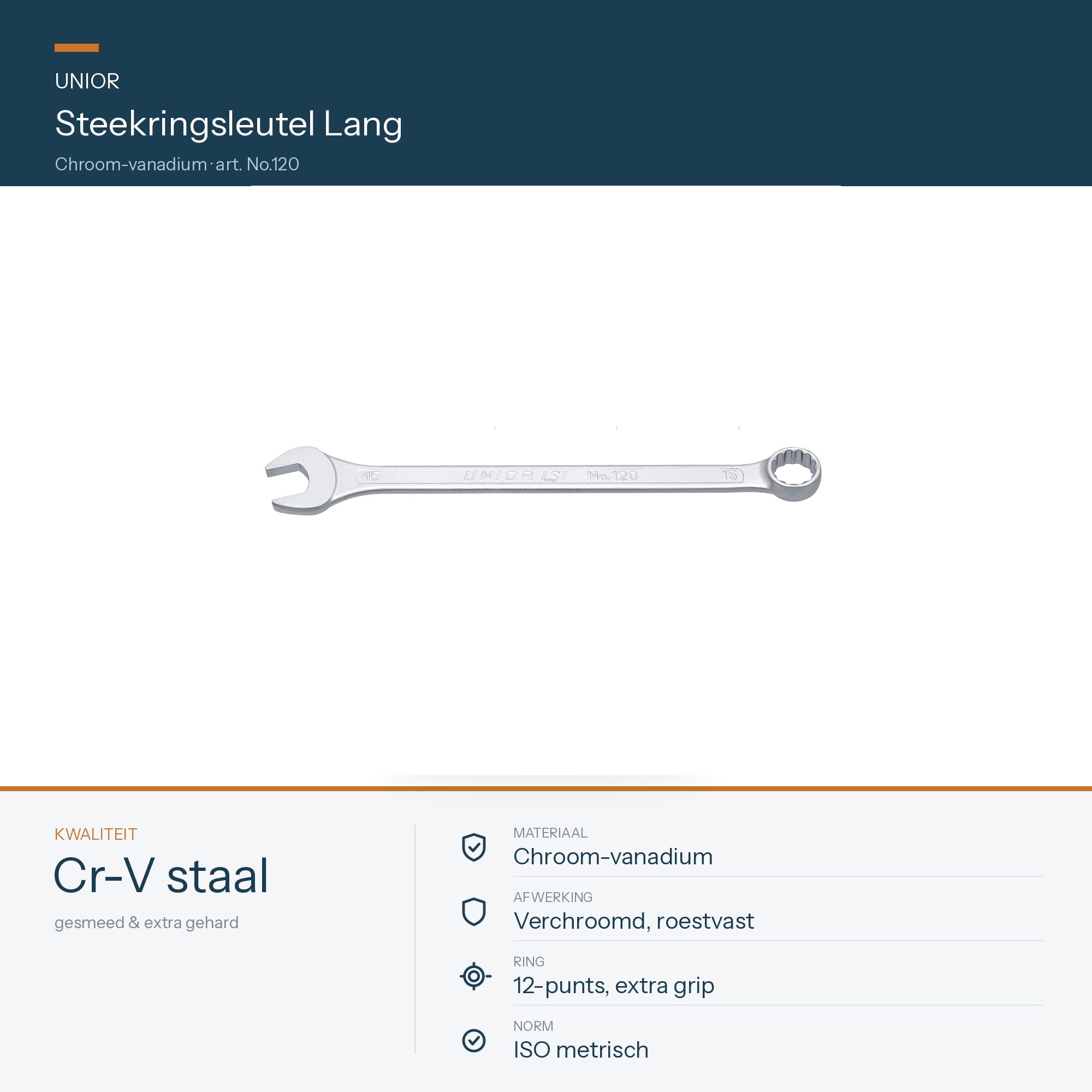 UNIOR Steekringsleutel Lang 17mm