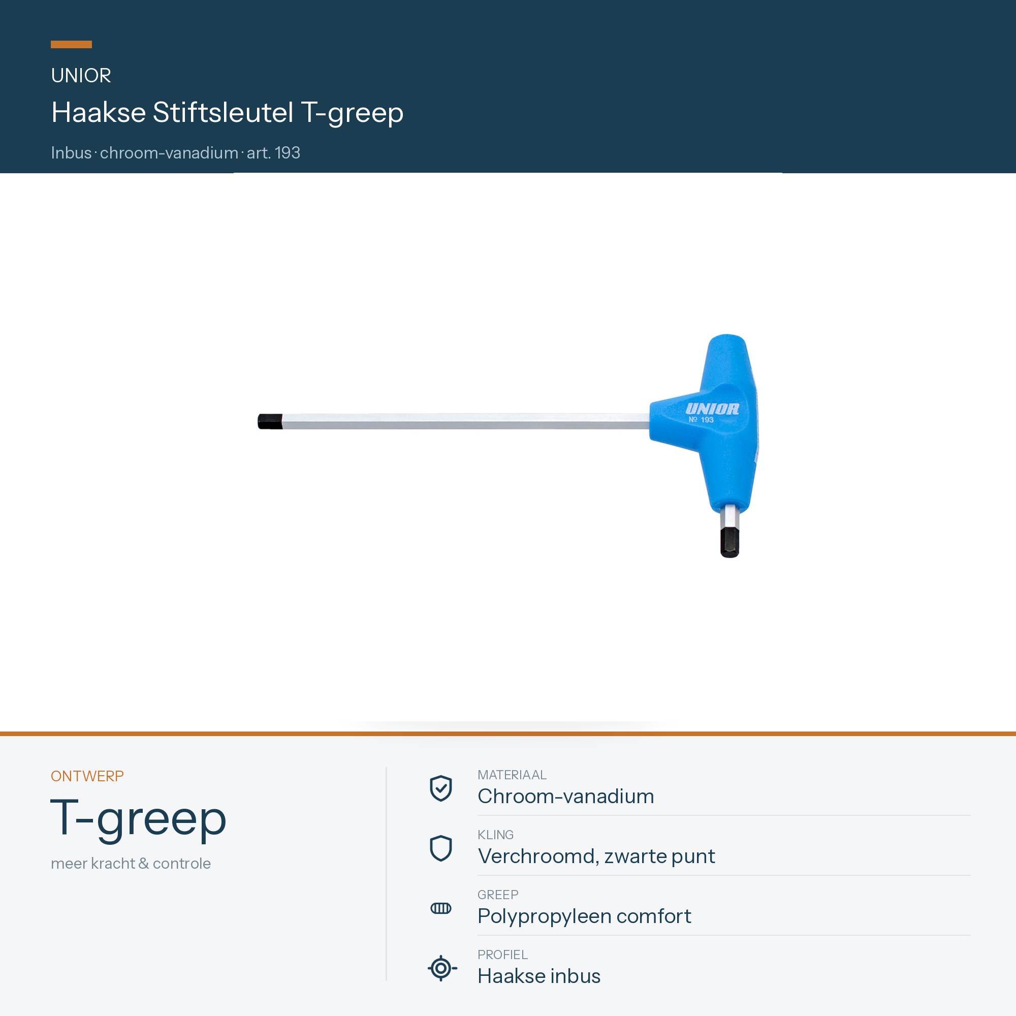 UNIOR Haakse Stiftsleutel met T Greep Inbus 3mm